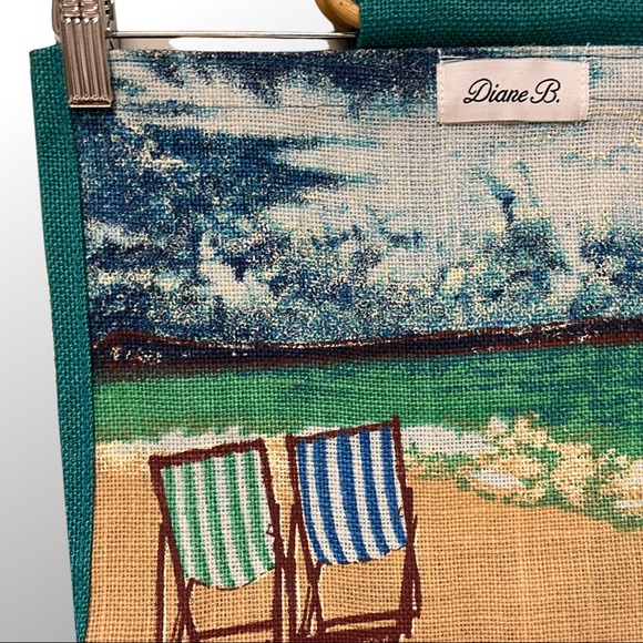 Diane B Burlap Tote NWOT - Picture 3 of 5